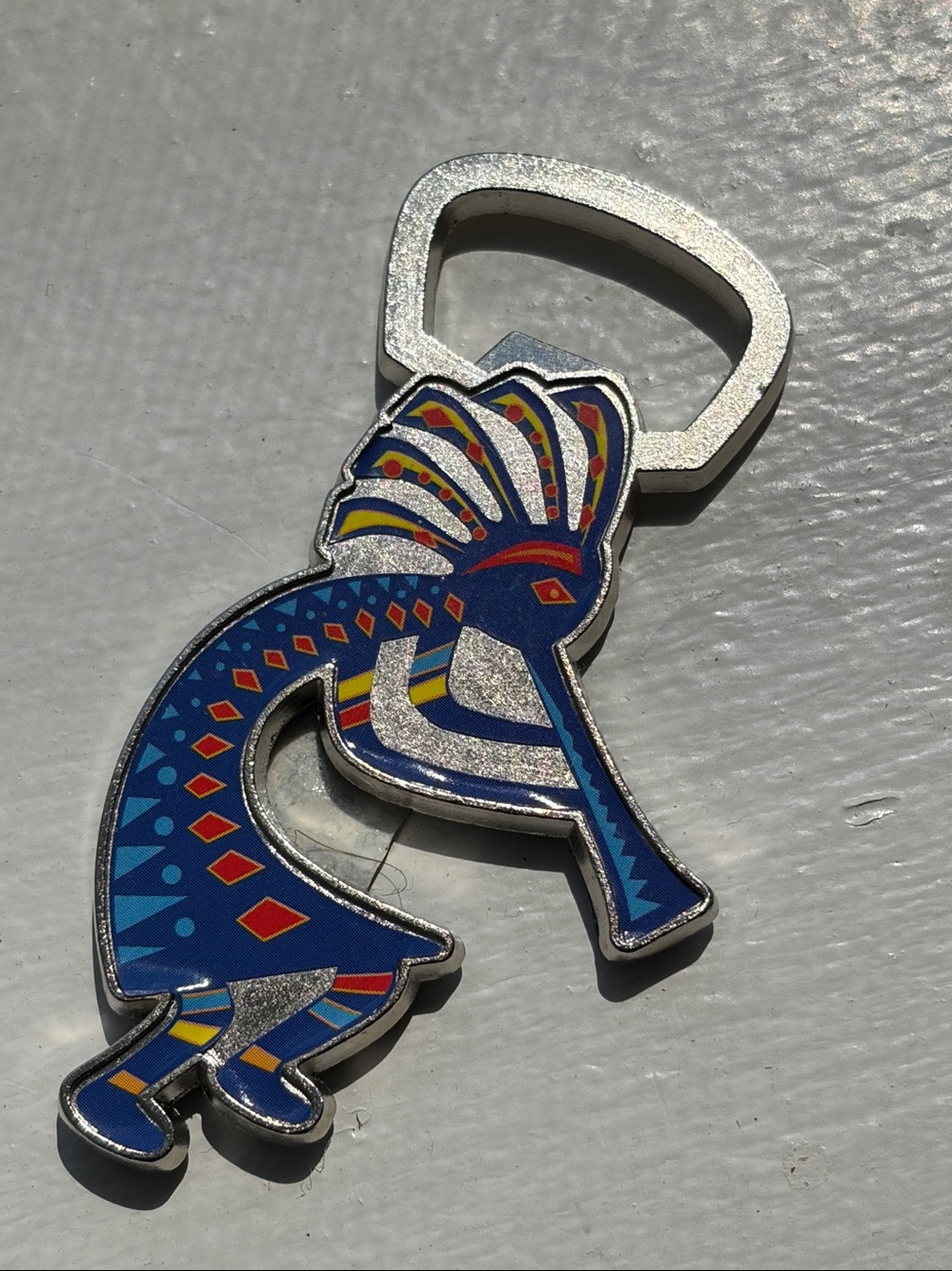 Blue Kokopelli Bottle Opener Keychain - Decorative Kitchen Tool
